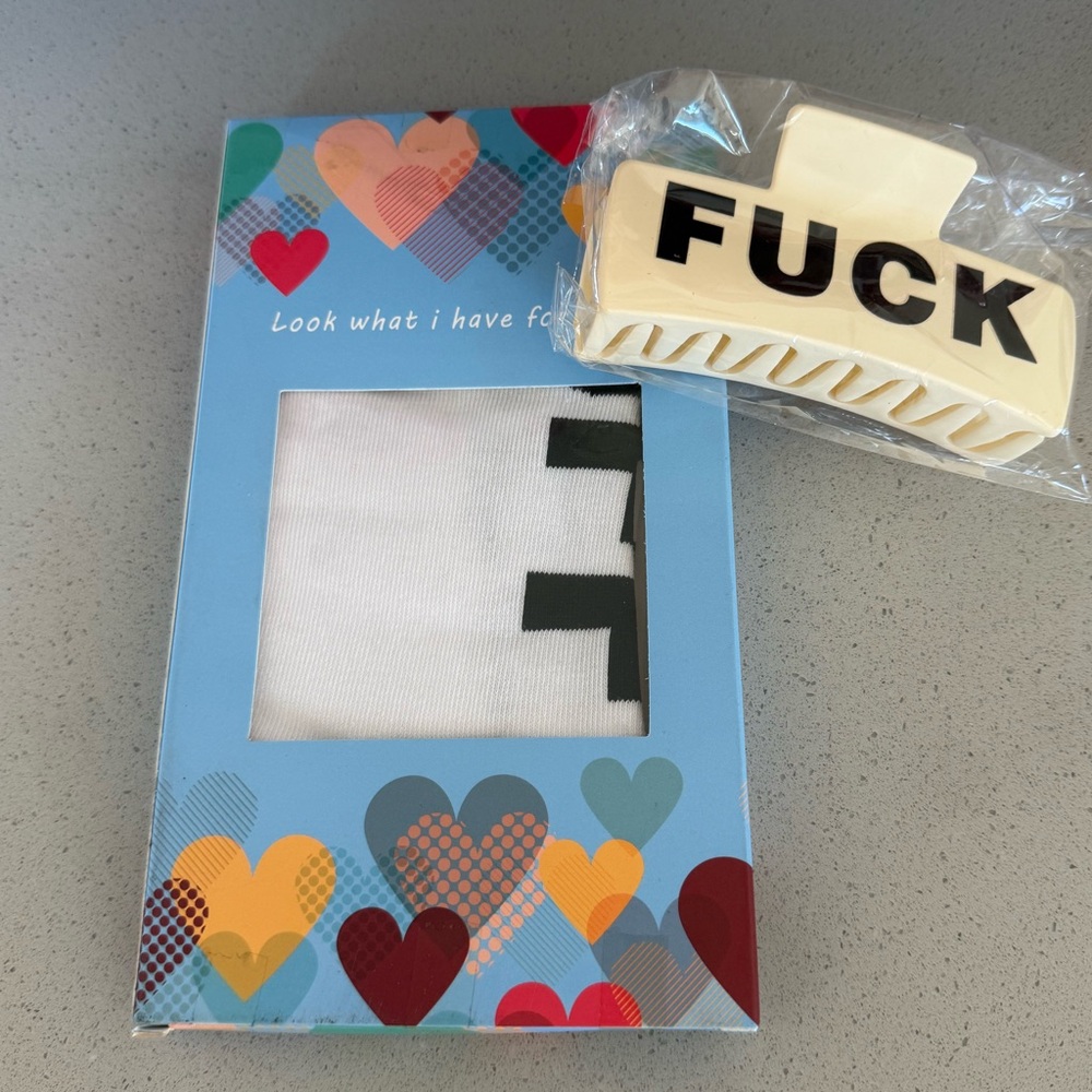 Fuck off crew socks & fuck off hair clip bundle you get both NOT FROM TEMU
